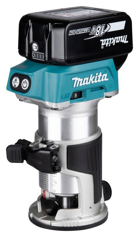 Makita DRT50ZX4 18v LXT 1/4" Brushless Cordless Router Body Only inc Trimmer Guide Main Image